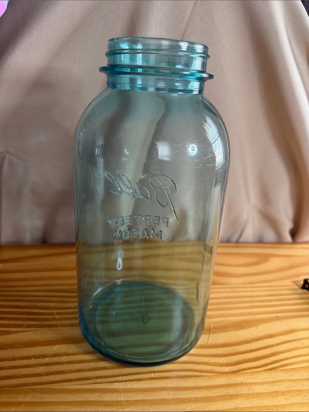 Vintage Aqua Ball Perfect Mason Jar Half-Gallon 2-Quart Zinc Lid 9.5